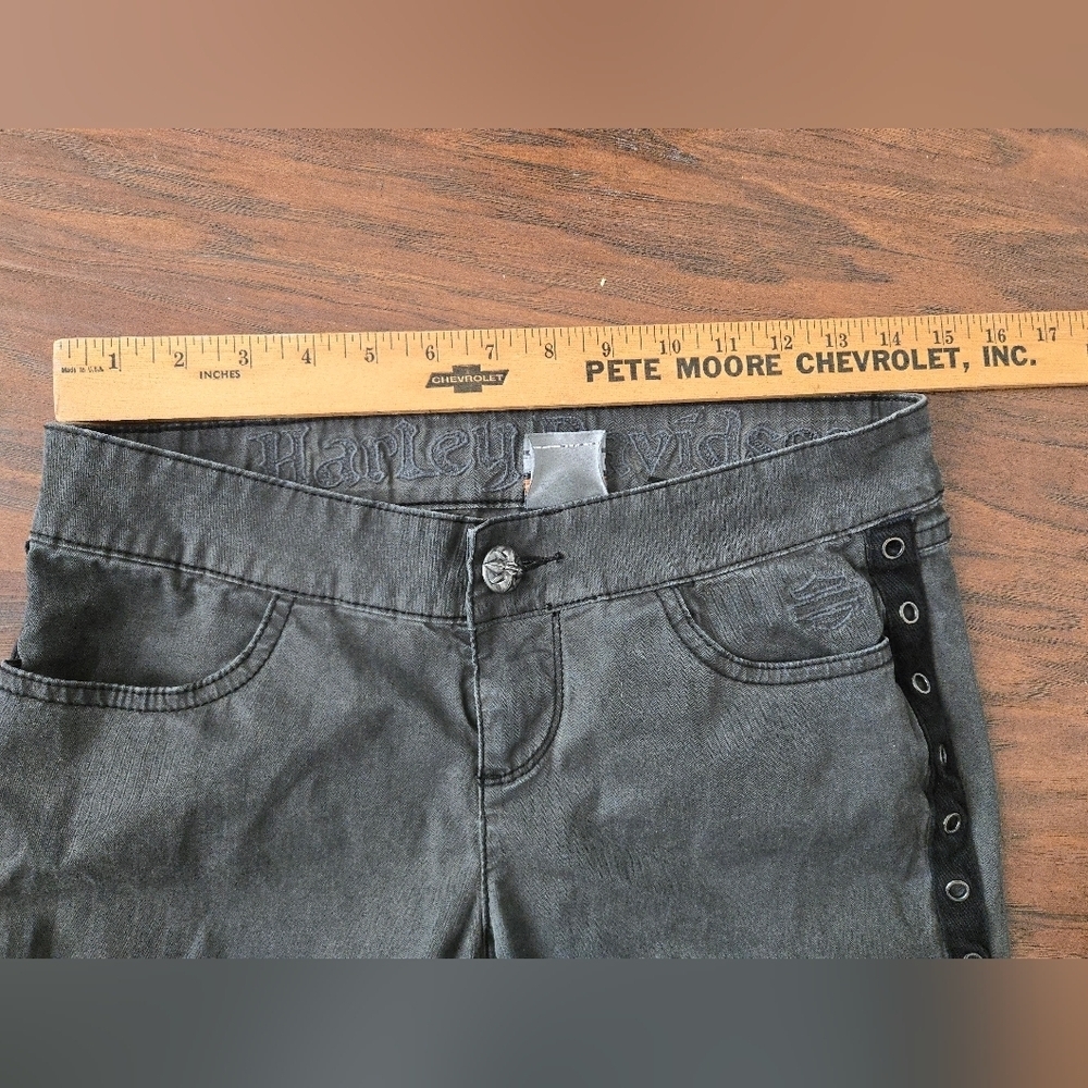 Harley Davidson Side Clasp Skinny Pants Dark Gray Womens Size 4 - Picture 6 of 6